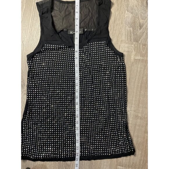 INC Black Sleeveless Sheer Back Sparkle Tunic Tank Blouse Sz M - Picture 10 of 11